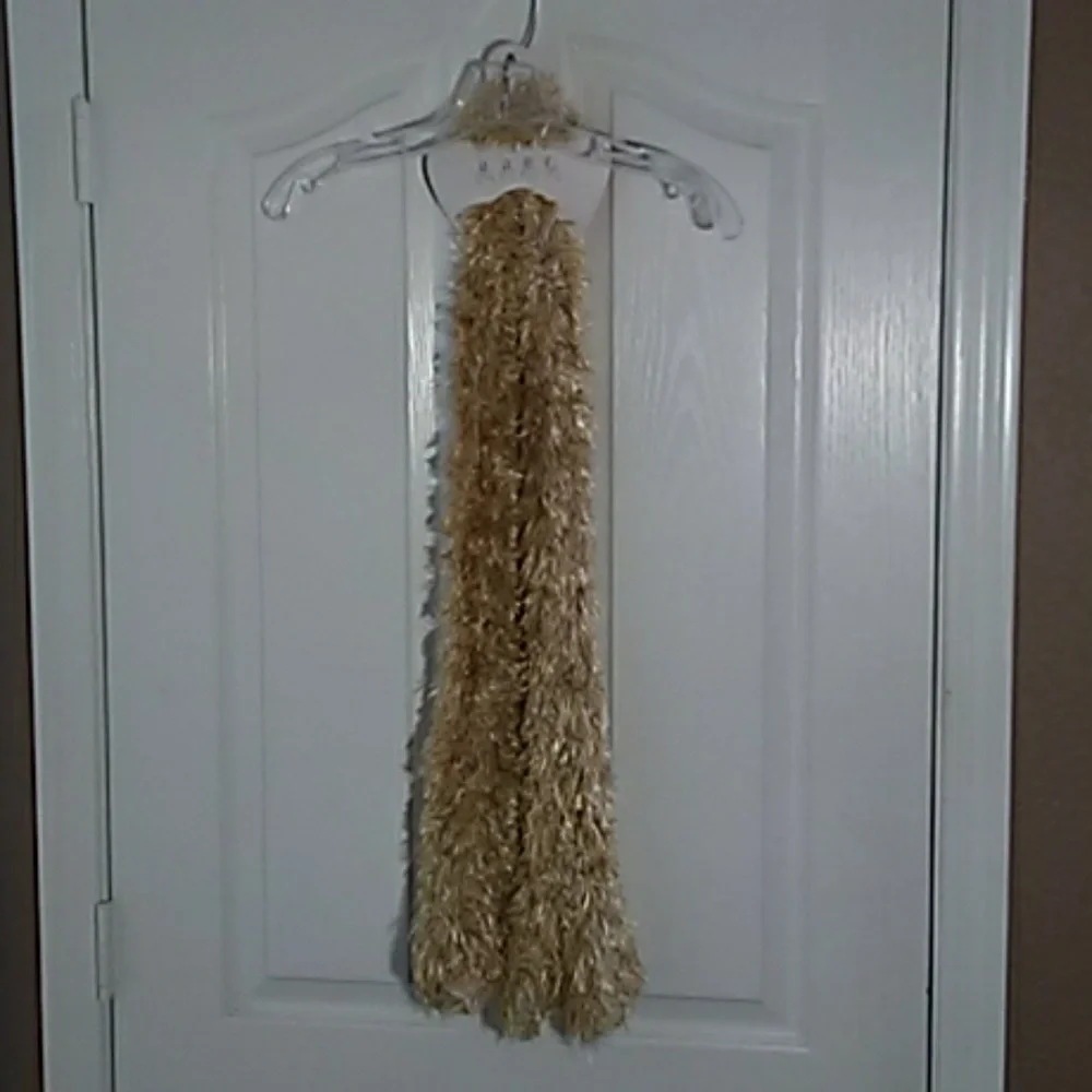 FINAL MARKDOWN Mottled Beige Tubular Stretchy Polyester scarf